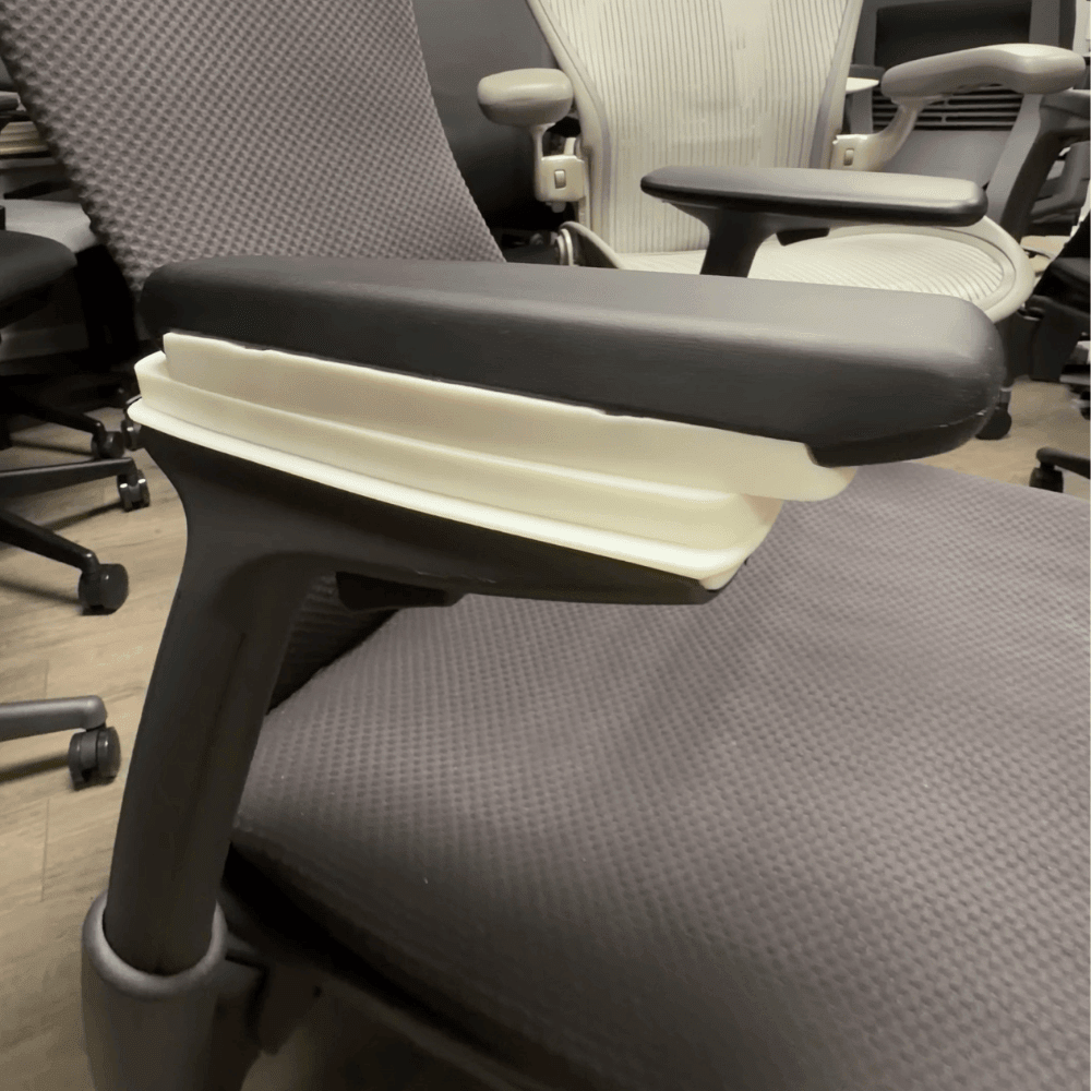 3D arm pad fitted to an Embody in our showroom, seen from the side