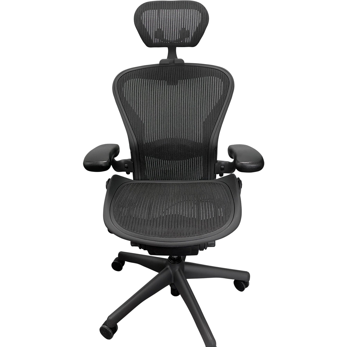 Herman Miller Office Task Chair B Size (two dots) / Black w/ Headrest and Lumbar Pad Herman Miller Classic Aeron Chair - Fully Adjustable (Renewed)