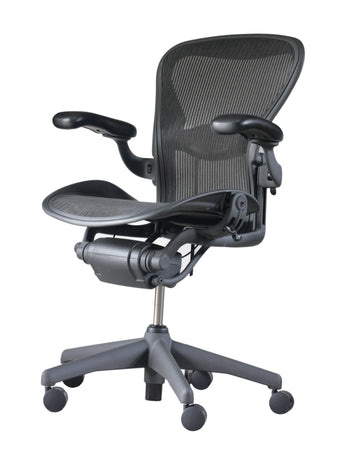 Herman Miller Office Task Chair B Size (two dots) / Black w/ Lumbar Pad Herman Miller Classic Aeron Chair - Fully Adjustable (Renewed)