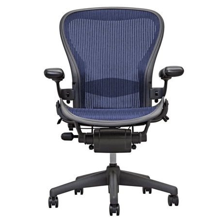 Herman Miller Office Task Chair B Size (two dots) / Blue Mesh w/ Lumbar Pad Herman Miller Classic Aeron Chair - Fully Adjustable (Renewed)