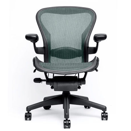 Herman Miller Office Task Chair B Size (two dots) / Green Mesh w/ Lumbar Pad Herman Miller Classic Aeron Chair - Fully Adjustable (Renewed)