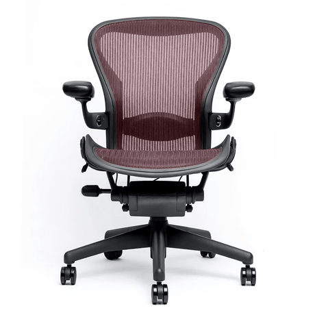 Herman Miller Office Task Chair B Size (two dots) / Red Mesh w/ Lumbar Pad Herman Miller Classic Aeron Chair - Fully Adjustable (Renewed)
