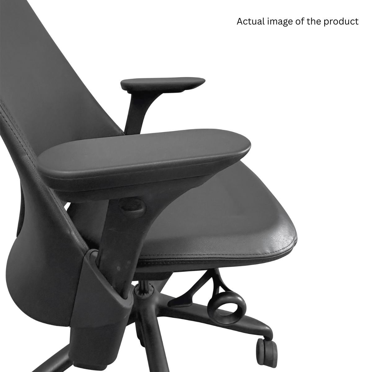 Refurbished Herman Miller Sayl office chair with adjustable armrests, black finish