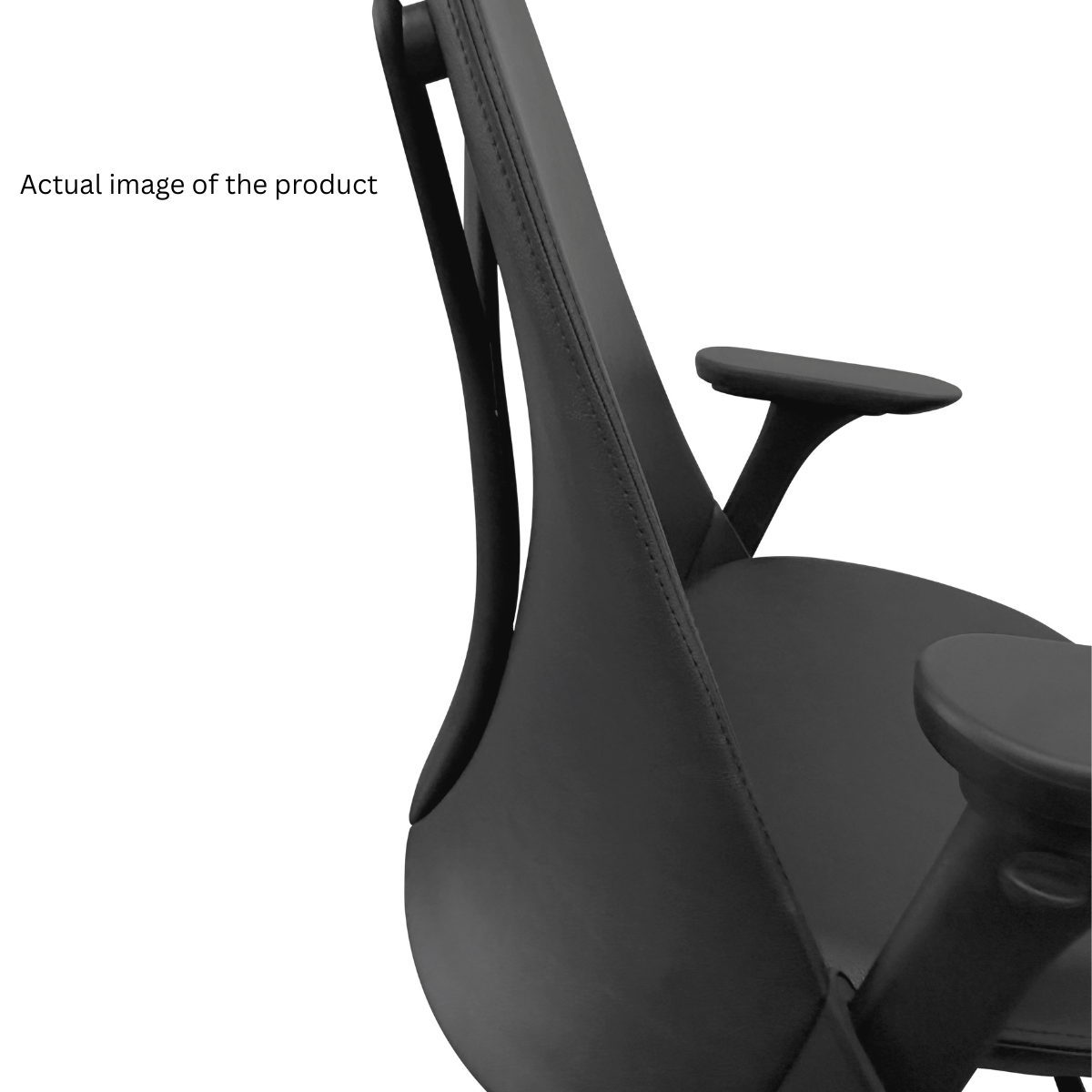 Detail of refurbished black Herman Miller Sayl chair, ergonomic office seating at Office Logix Shop