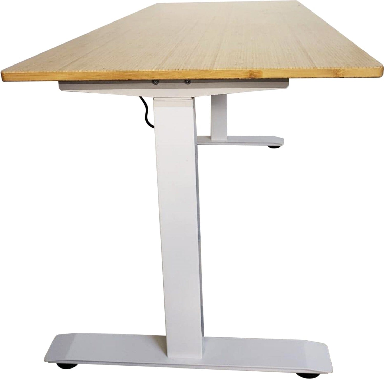 Office Logix Shop Electric (3 presets )Standing Desk 60" x 27" Natural Bamboo Top with  Office logix  (White Base)