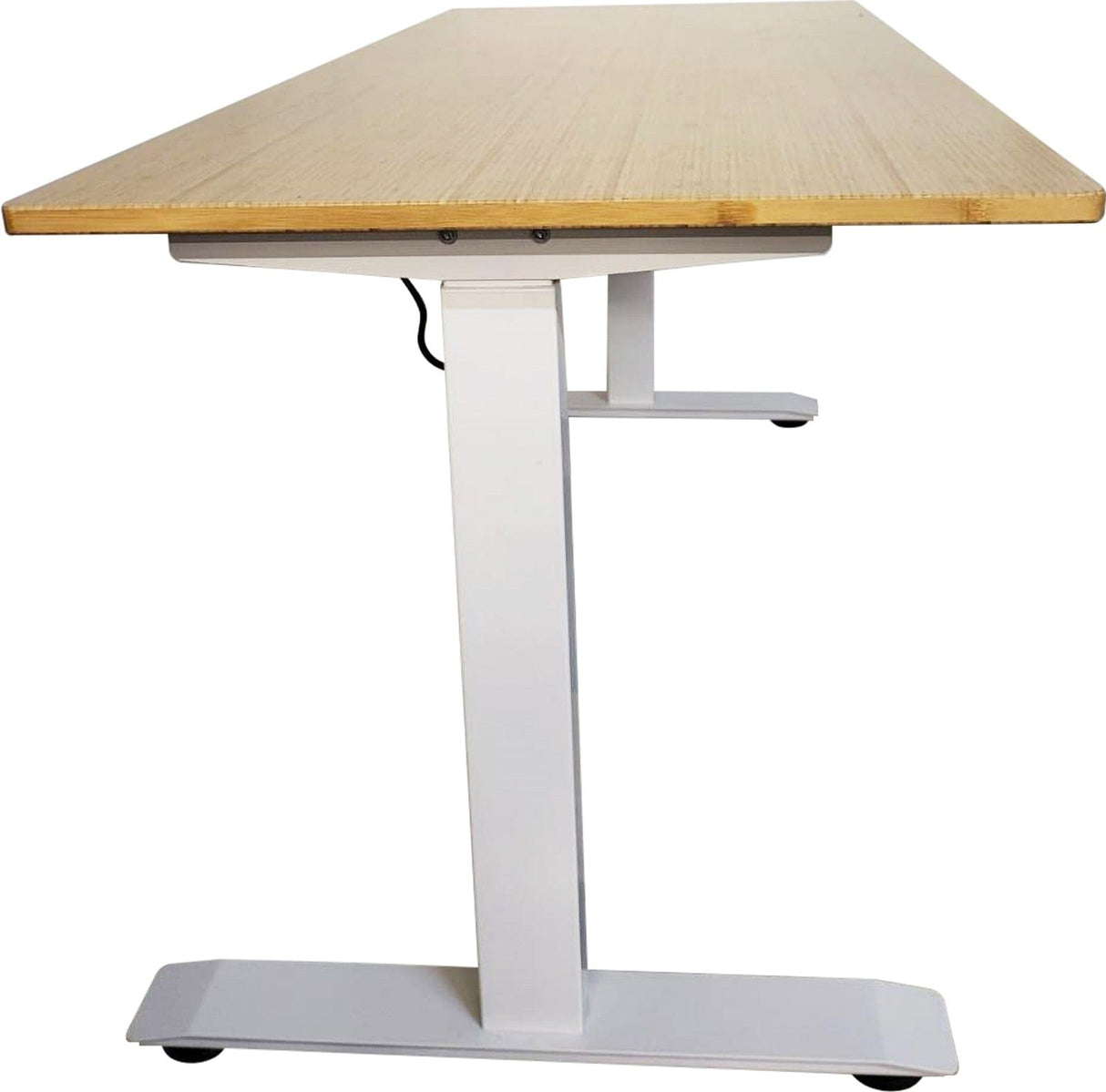 Office Logix Shop Electric (3 presets )Standing Desk 60" x 27" Natural Bamboo Top with Office logix (White Base)