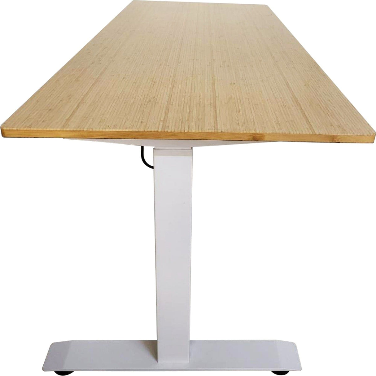 Office Logix Shop Electric (3 presets )Standing Desk 60" x 27" Natural Bamboo Top with Office logix (White Base)
