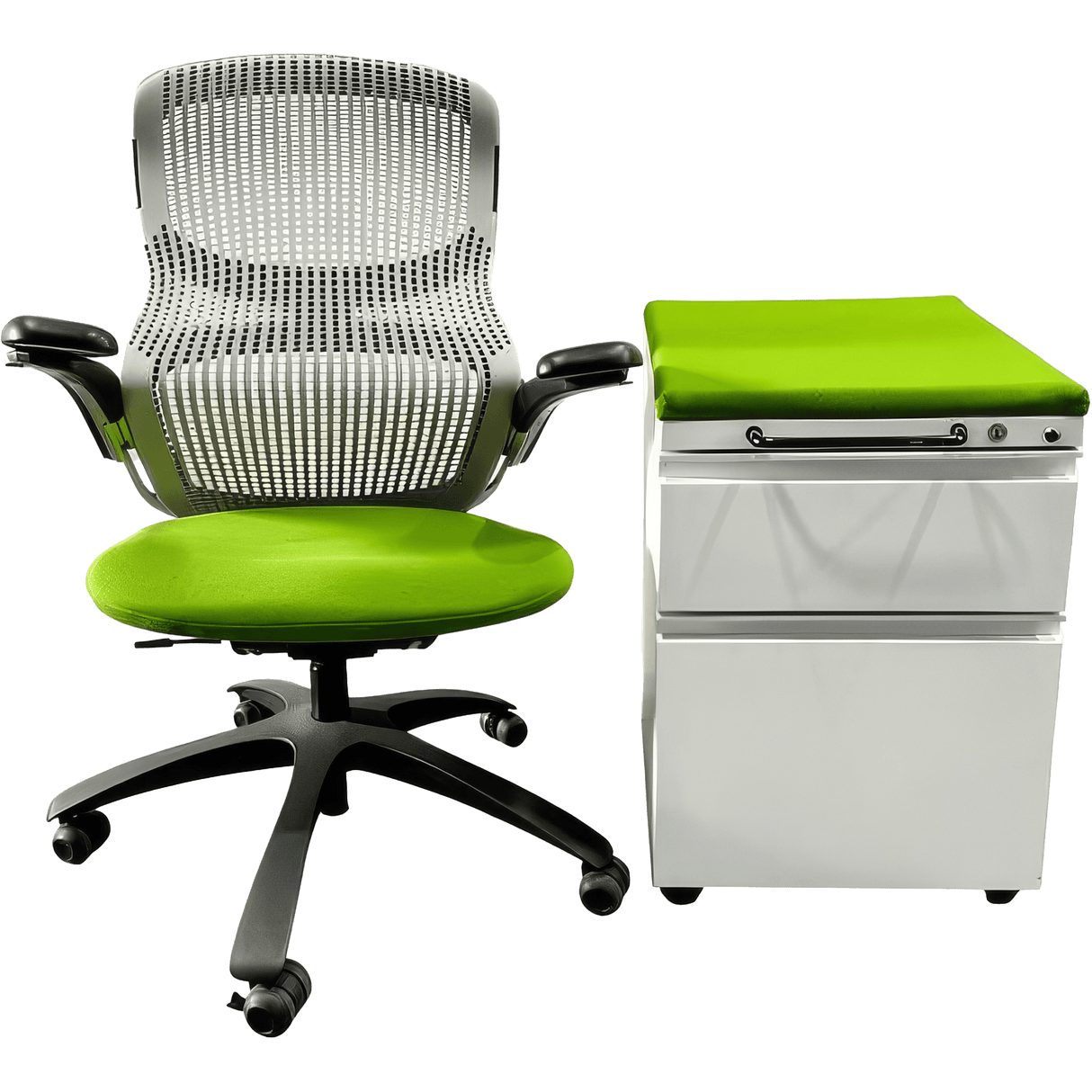Office Logix Shop Green Knoll Generation Chair & Herman Miller Meridian Pedestal Bundle (Renewed)