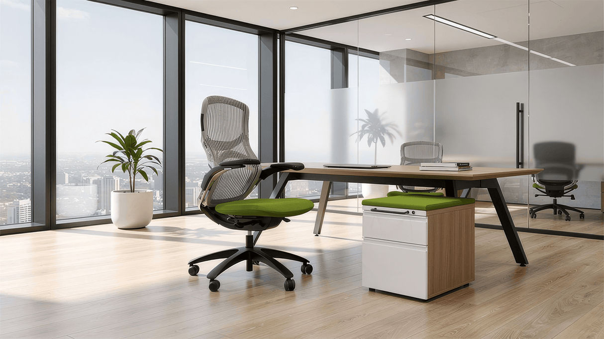 Office Logix Shop Knoll Generation Chair & Herman Miller Meridian Pedestal Bundle (Renewed)