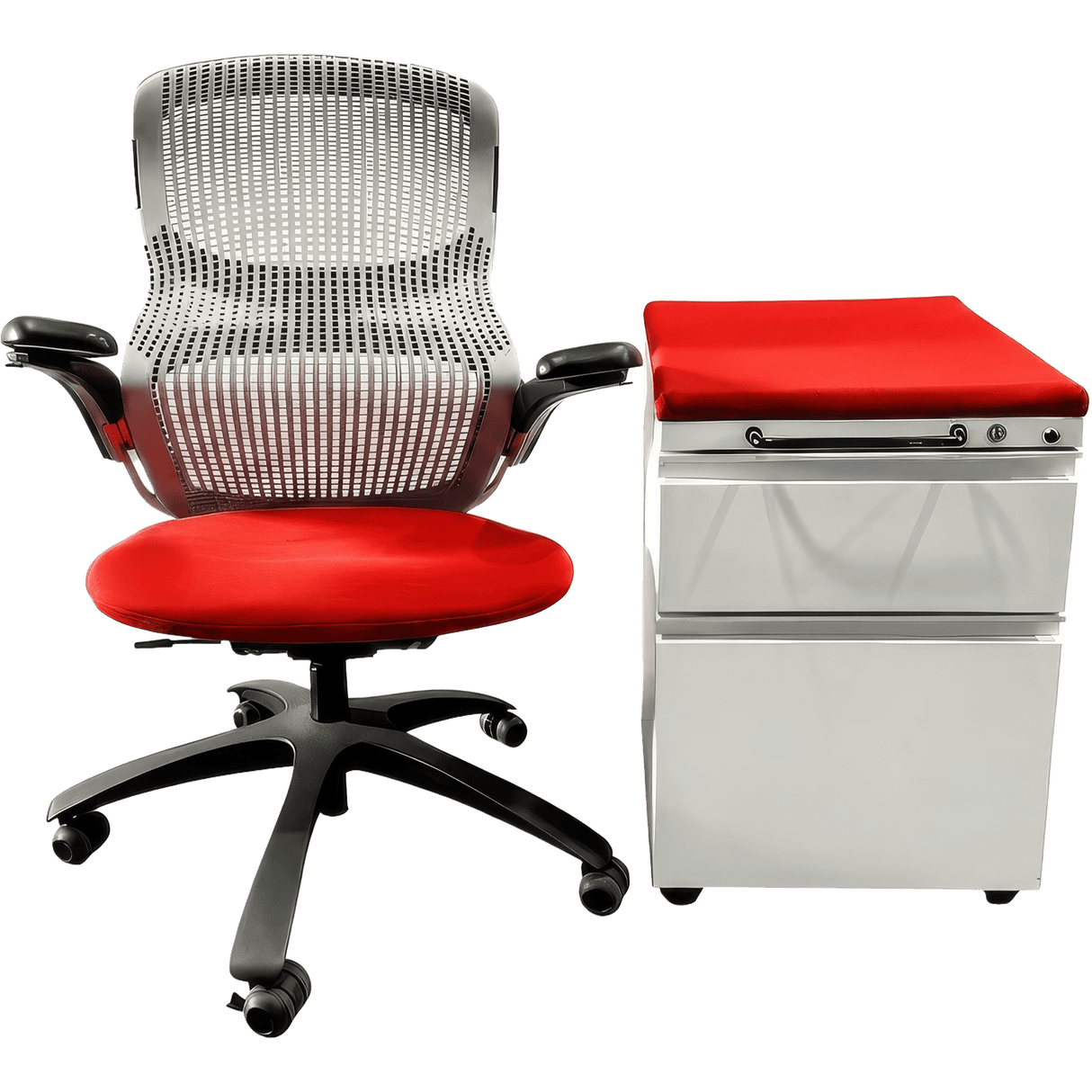 Office Logix Shop Red Knoll Generation Chair & Herman Miller Meridian Pedestal Bundle (Renewed)