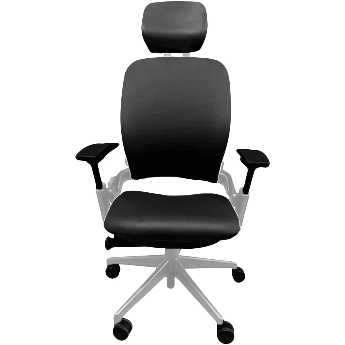 OfficeLogixShop Office Chairs Platinum / Leather Steelcase Leap V2 Chair with Headrest Saving Bundle