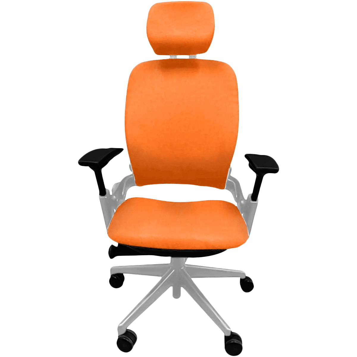 OfficeLogixShop Office Chairs Platinum / Orange Steelcase Leap V2 Chair with Headrest Saving Bundle