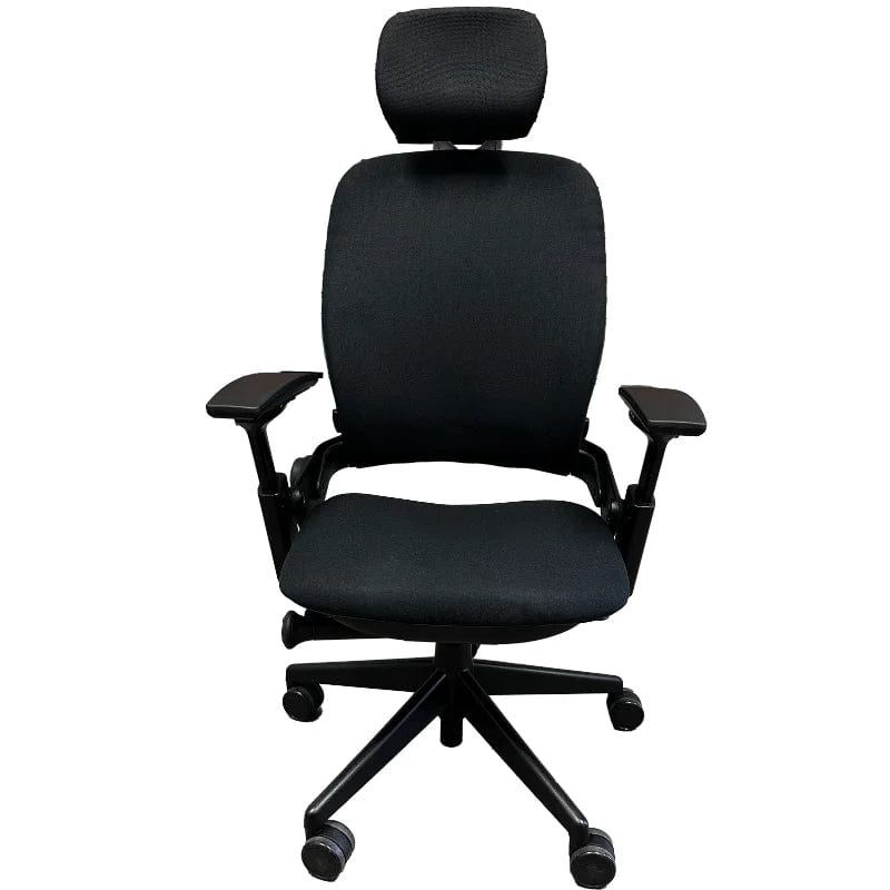 Refurbished Steelcase Leap V2 ergonomic office chair with headrest, black, from Office Logix Shop