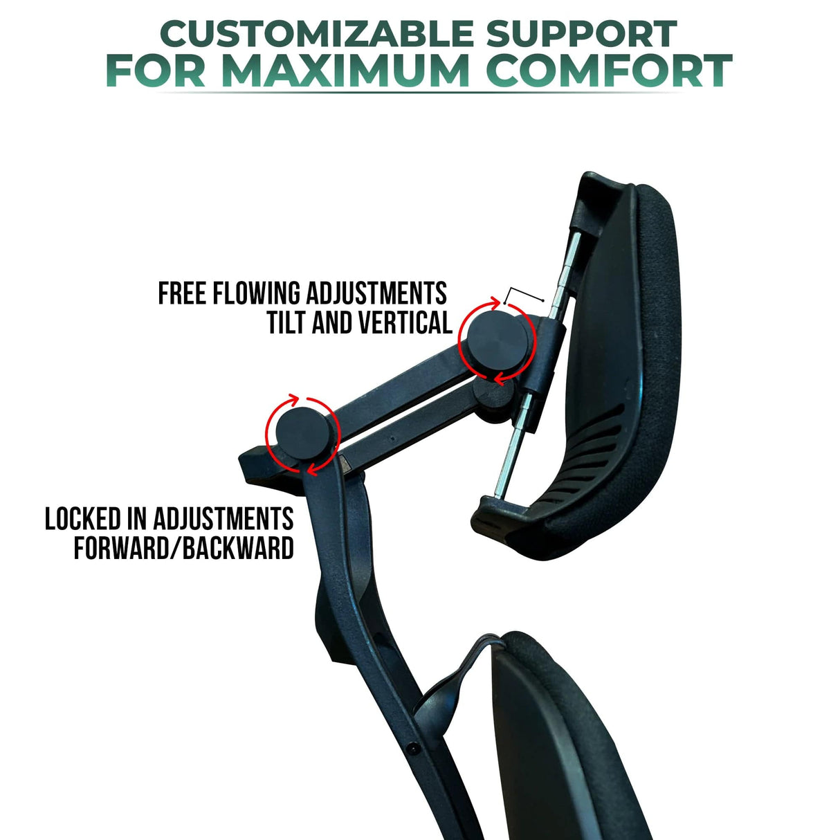 Steelcase Leap V2 office chair headrest customizable tilt and vertical adjustments, refurbished by Office Logix Shop