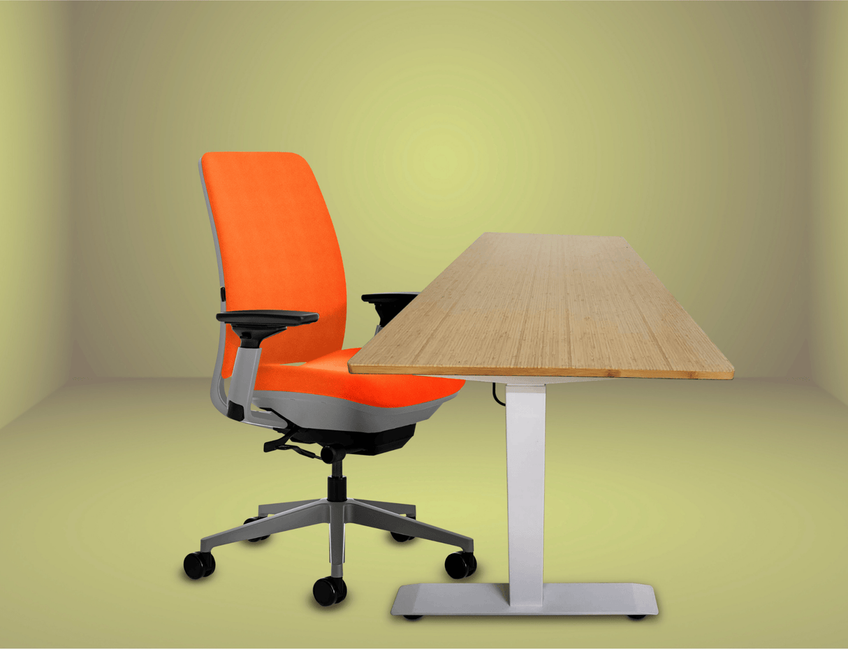 Steelcase Amia Chair and Herman Miller Top Bamboo Standing Desk Bundle - Office Logix Shop