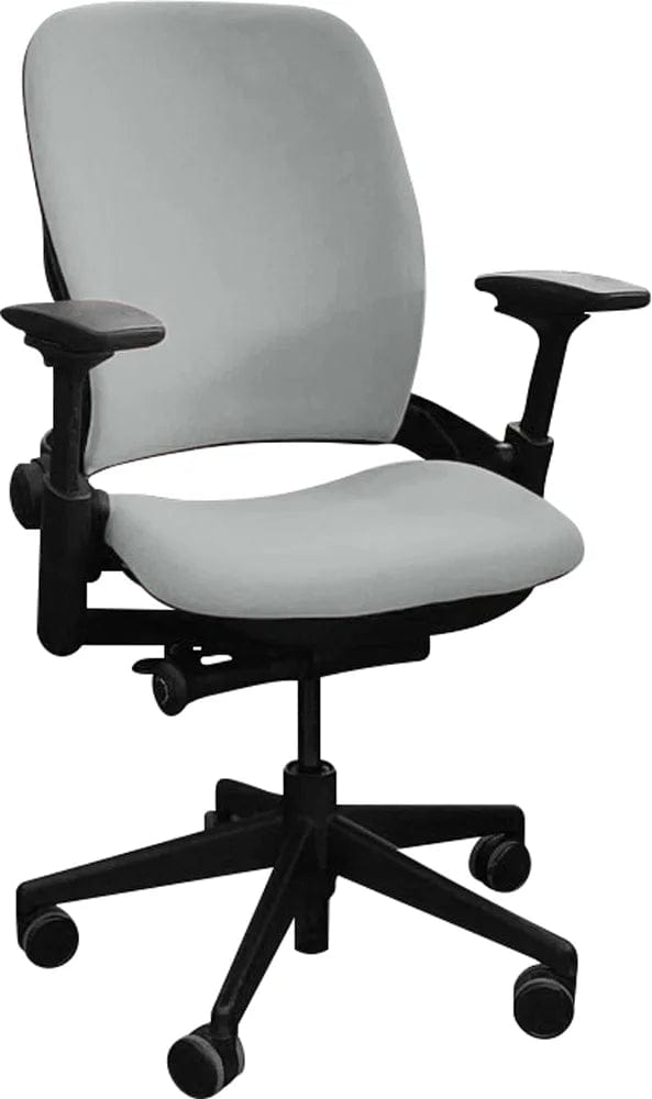 Refurbished Steelcase Leap V2 office chair in gray with black base and adjustable arms