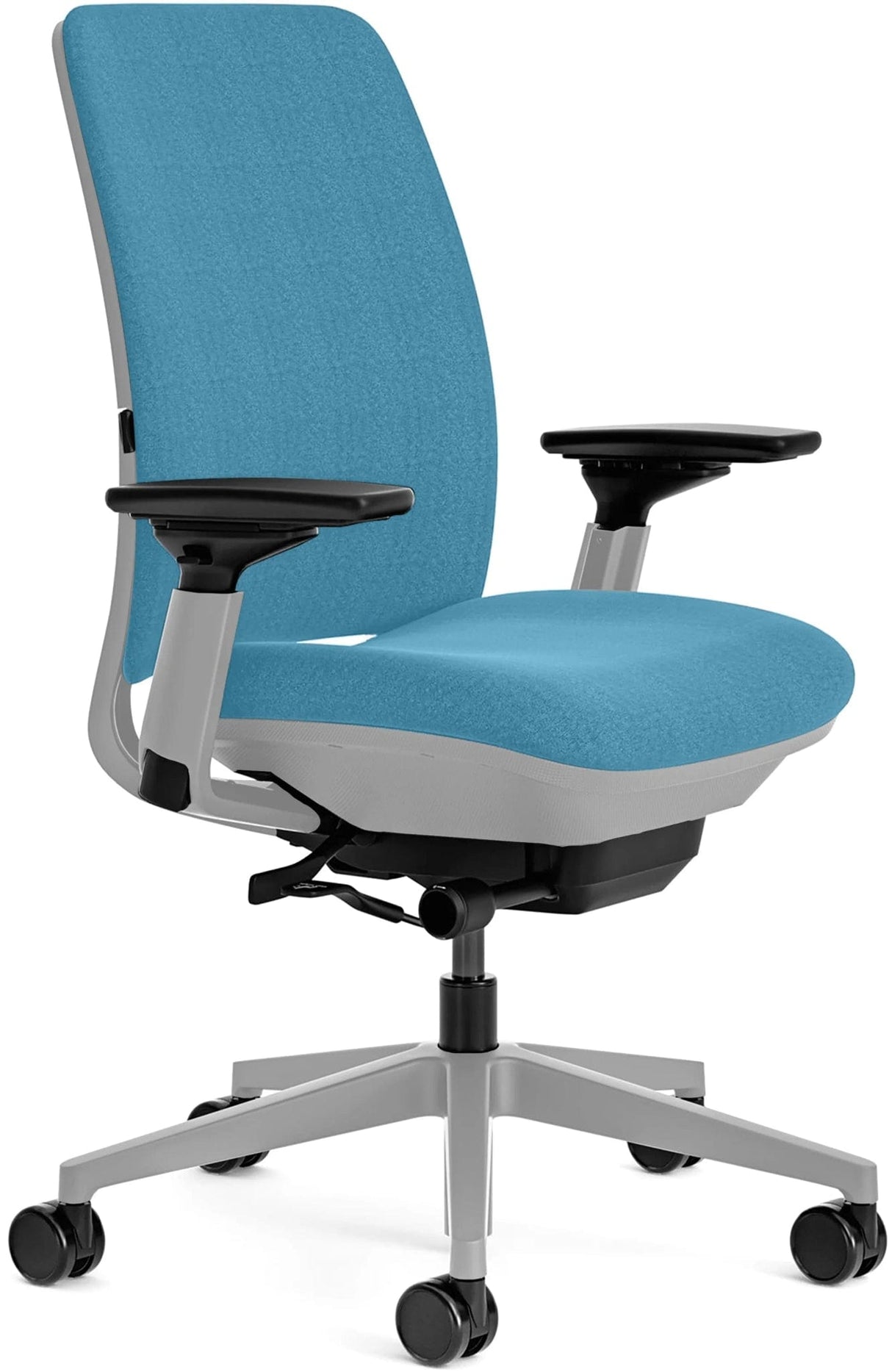 Steelcase Office Task Chair Blue Fabric - Titanium Frame Steelcase Amia Task Chair - Fully Adjustable - Platinum Frame (Renewed)