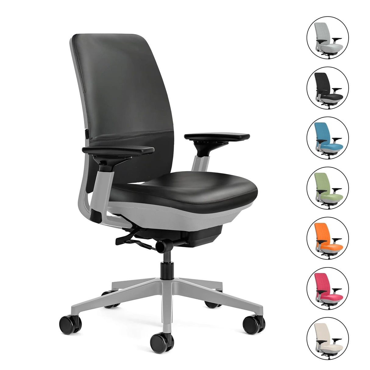 Steelcase Office Task Chair Steelcase Amia Task Chair - Fully Adjustable - Platinum Frame (Renewed)