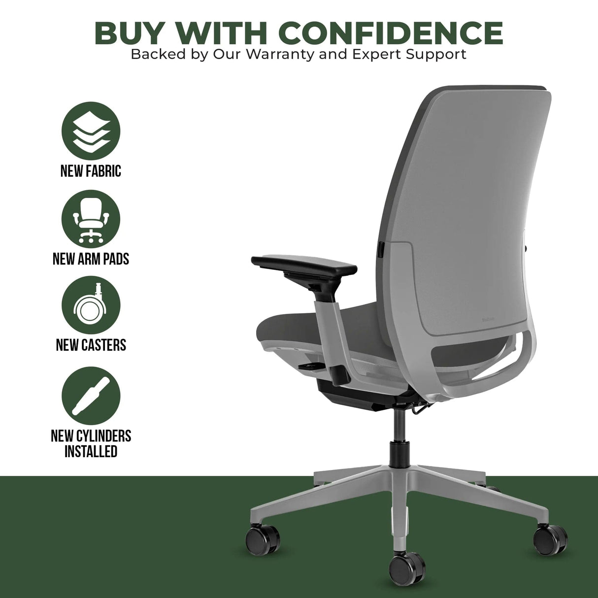 Steelcase Office Task Chair Steelcase Amia Task Chair - Fully Adjustable - Platinum Frame (Renewed)