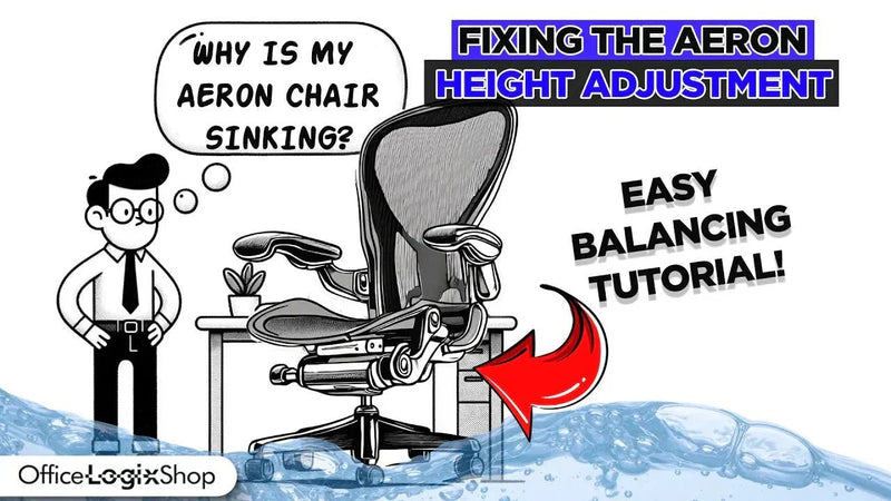 Adjusting the set screw under a Herman Miller Aeron chair to fix sinking issues