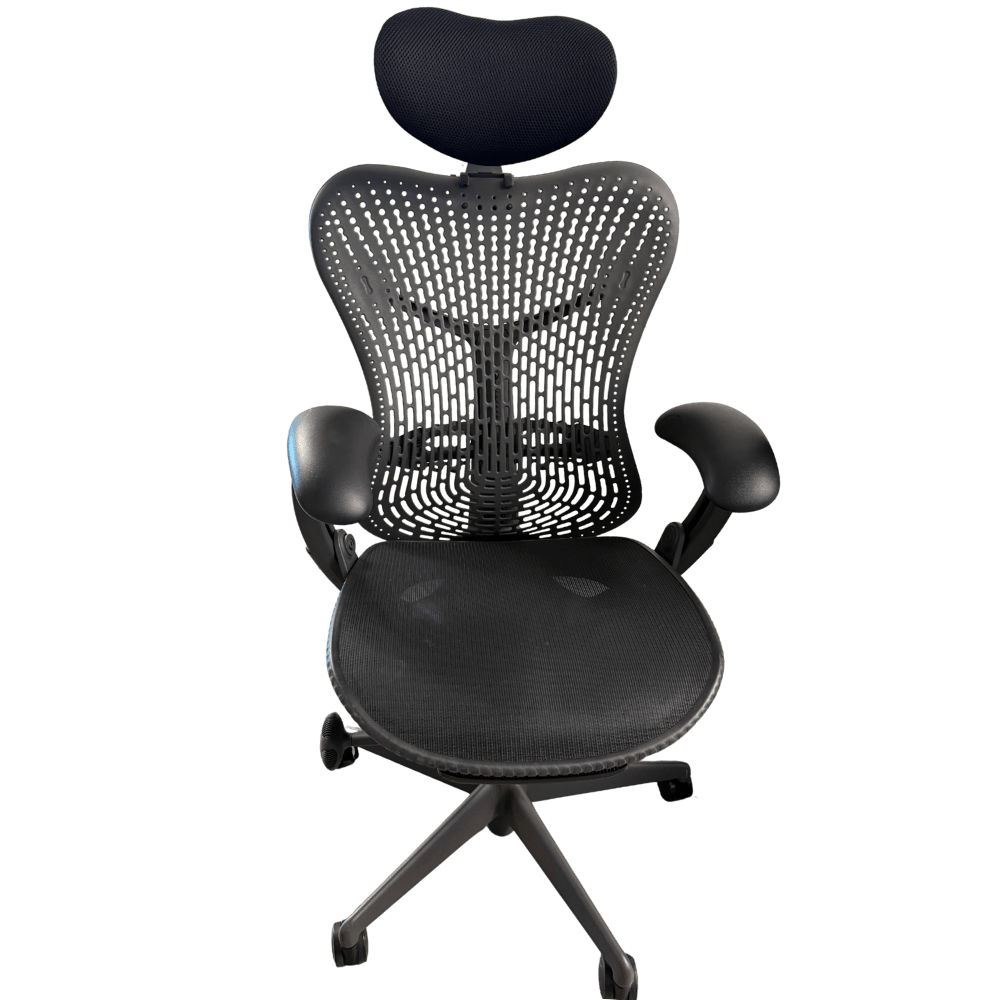 Ensemble chaise Herman Miller Mirra (reconditionnée) et appuie-tête OfficeLogixShop