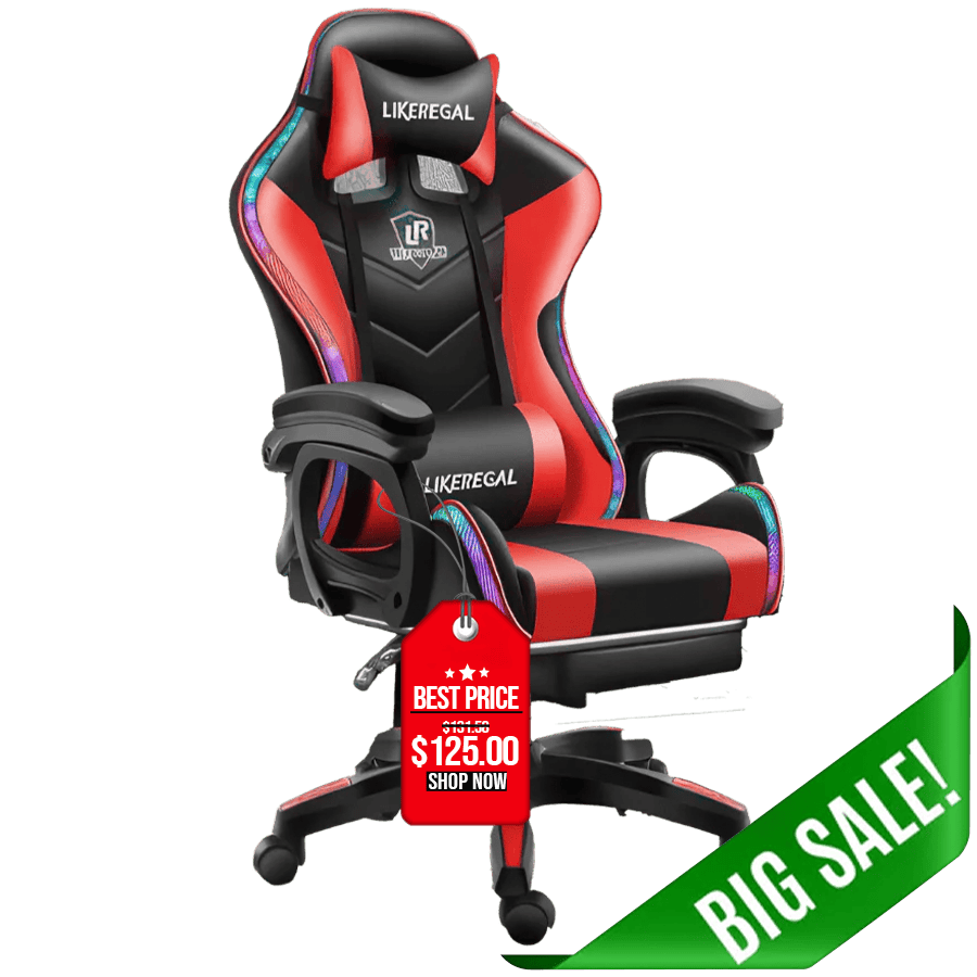 Gaming Chair with Light and Massage Lumbar support (New) - Office Logix Shop