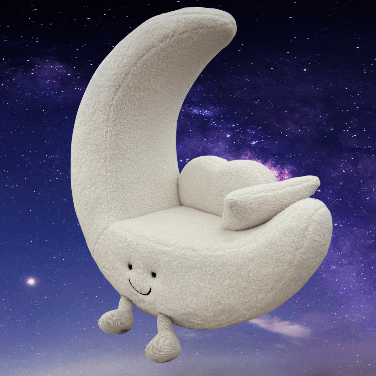 Giant Crescent Moon Lounger - Ivory Bouclé Nursery Sofa - Office Logix Shop