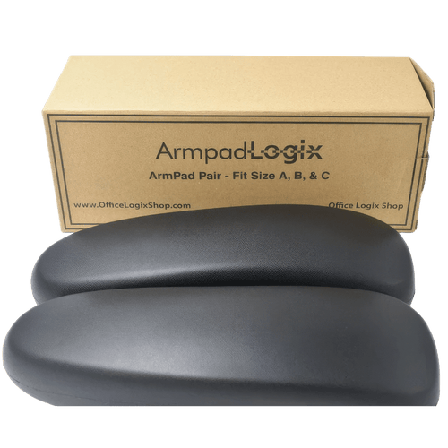 Pair of black vinyl arm pads for Herman Miller Aeron Classic chairs from Office Logix Shop