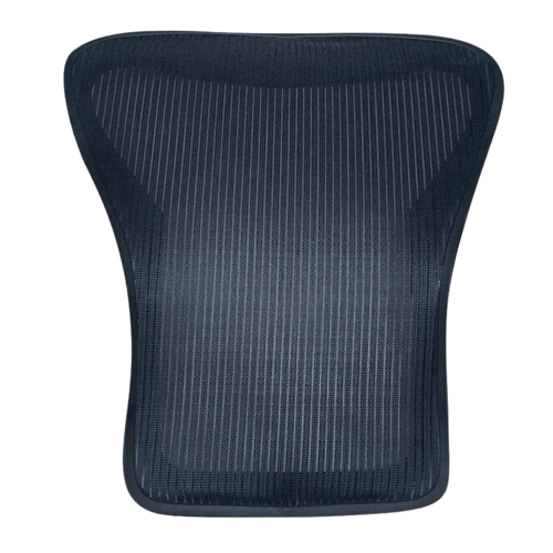 Black 3DO1 back mesh for the Aeron Classic, laid flat on a green background