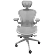 Herman Miller Aeron Remastered office chair with headrest, mesh seat, and armrests