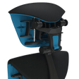 Close-up of blue Herman Miller Embody headrest and backrest, refurbished office chair