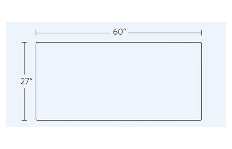Size drawing of the desktop: 60 inches wide by 27 inches deep