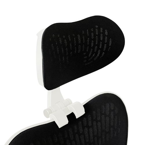 OfficeLogixShop Kopfstütze für Herman Miller Mirra 2: Weißer Rahmen, schwarzes Netz