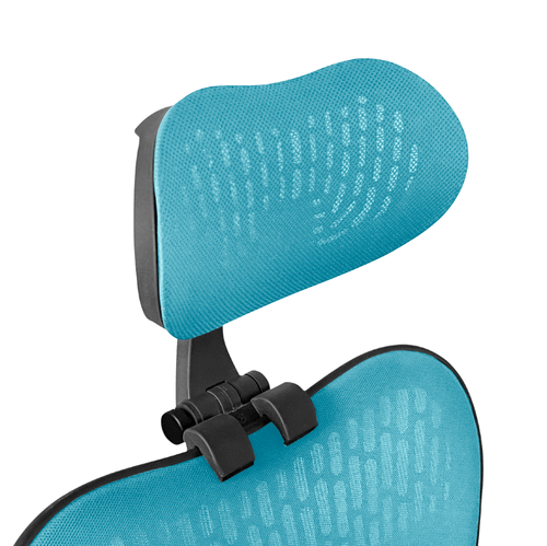 OfficeLogixShop Kopfstütze für Herman Miller Mirra 2: Graphit-Rahmen, blaues Netz