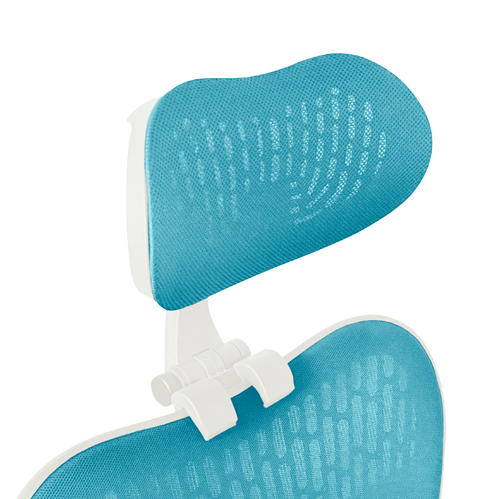OfficeLogixShop Kopfstütze für Herman Miller Mirra 2: Weißer Rahmen, blaues Netz