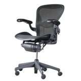 Herman Miller Office Task Chair B Size (two dots) / Black w/ Lumbar Pad Herman Miller Classic Aeron Chair - Fully Adjustable (Renewed)