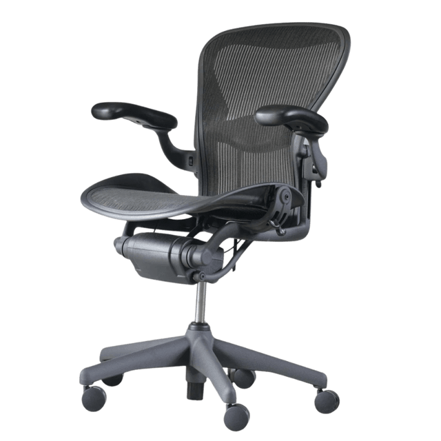Herman Miller Office Task Chair B Size (two dots) / Black w/ Lumbar Pad Herman Miller Classic Aeron Chair - Fully Adjustable (Renewed)