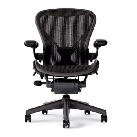 Herman Miller Office Task Chair B Size (two dots) / Black w/ Posture fit Pad Herman Miller Classic Aeron Chair - Fully Adjustable (Renewed)