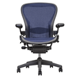 Herman Miller Office Task Chair B Size (two dots) / Blue Mesh w/ Lumbar Pad Herman Miller Classic Aeron Chair - Fully Adjustable (Renewed)