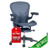 Herman Miller Office Task Chair Light Graphite Herman Miller Aeron Chair PostureFit SL - Size B (Renewed)