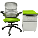 Office Logix Shop Green Knoll Generation Chair & Herman Miller Meridian Pedestal Bundle (Renewed)