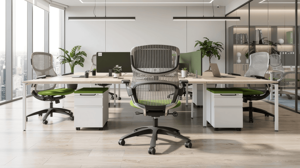 Office Logix Shop Knoll Generation Chair & Herman Miller Meridian Pedestal Bundle (Renewed)