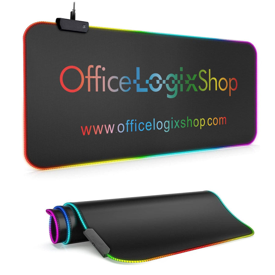 Office Logix Shop Large RGB LED Mouse Pad - Illuminated Gaming Mat for Precision and Style (Officelogix Logo, Large)