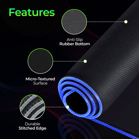Office Logix Shop Large RGB LED Mouse Pad - Illuminated Gaming Mat for Precision and Style (Officelogix Logo, Large)