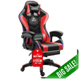 Office Logix Shop Office Chairs Red Gaming Chair with Light and Massage Lumbar support (New)