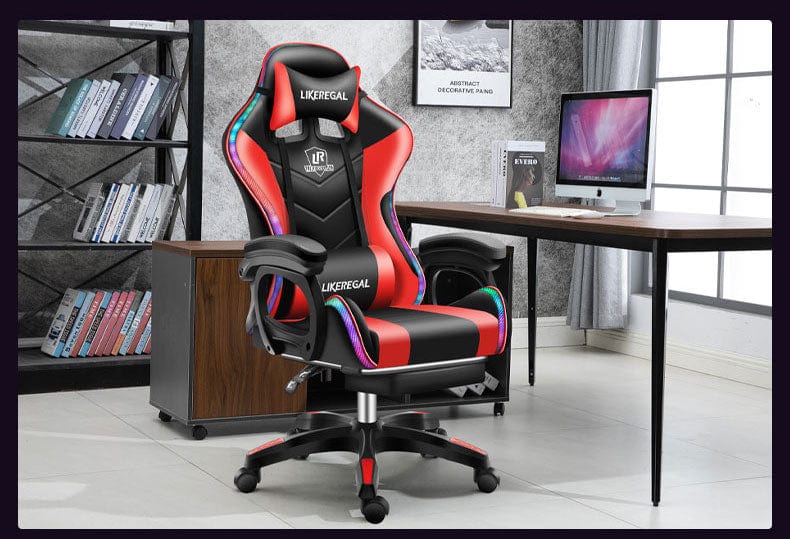 Gaming Chair with Light and Massage Lumbar support (New)