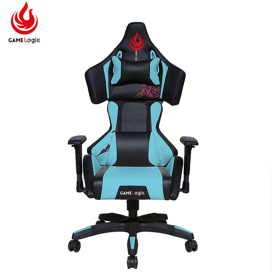 Office Logix Shop Office Task Chair Blue - Black High Back Gaming Chair with Massage Lumbar