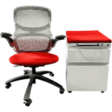 Office Logix Shop Red Knoll Generation Chair & Herman Miller Meridian Pedestal Bundle (Renewed)