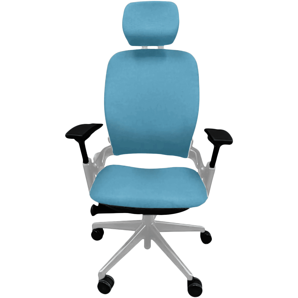 OfficeLogixShop Office Chairs Platinum / Blue Steelcase Leap V2 Chair with Headrest Saving Bundle