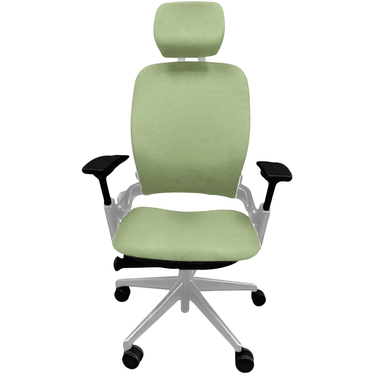 OfficeLogixShop Office Chairs Platinum / Green Steelcase Leap V2 Chair with Headrest Saving Bundle